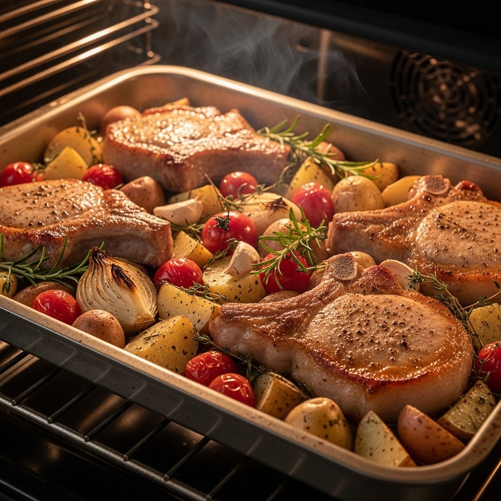 Pork Chops and Potatoes in Oven