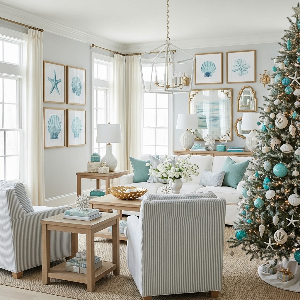 14 Coastal christmas decor ideas for living room