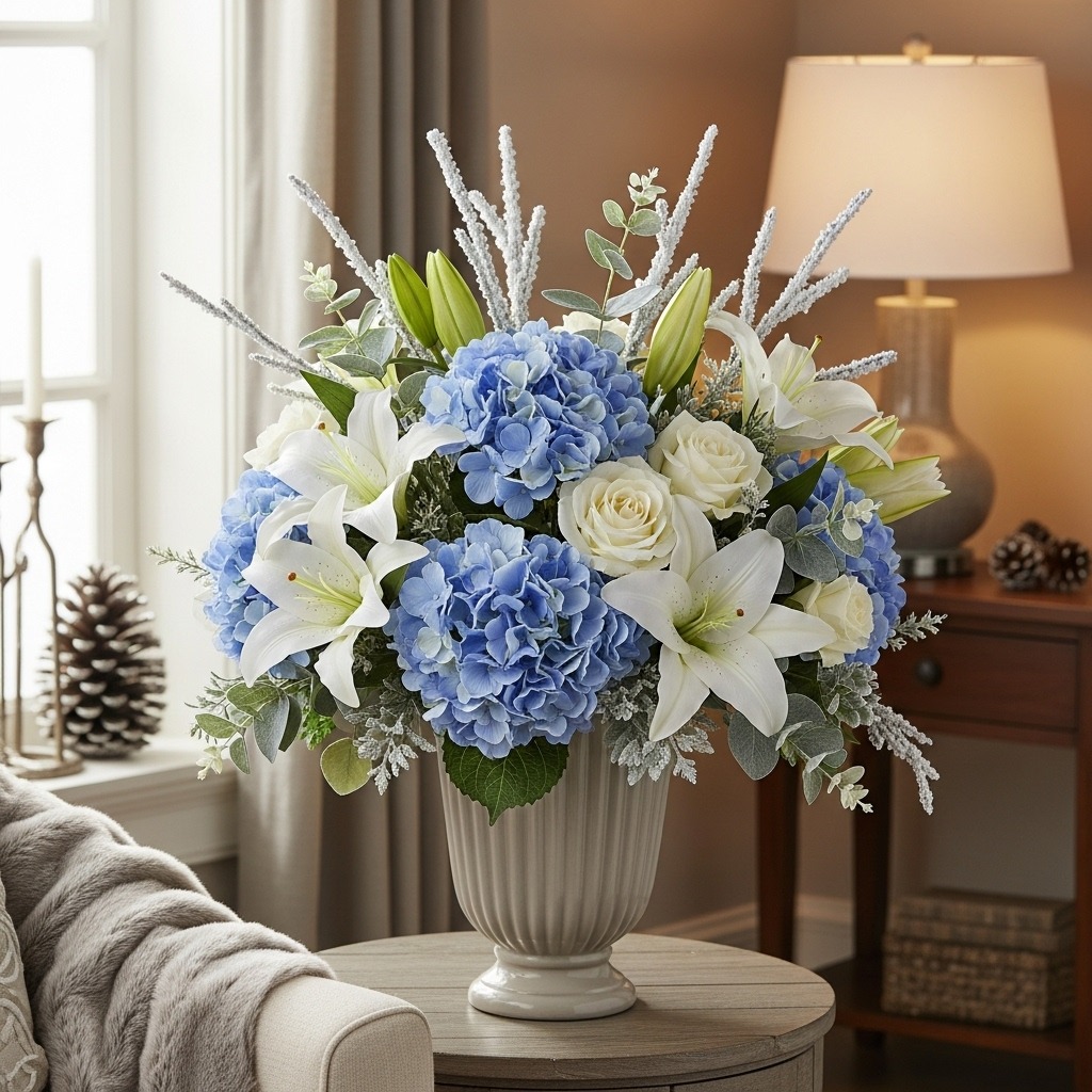 14 Winter Floral Arrangements in Blue