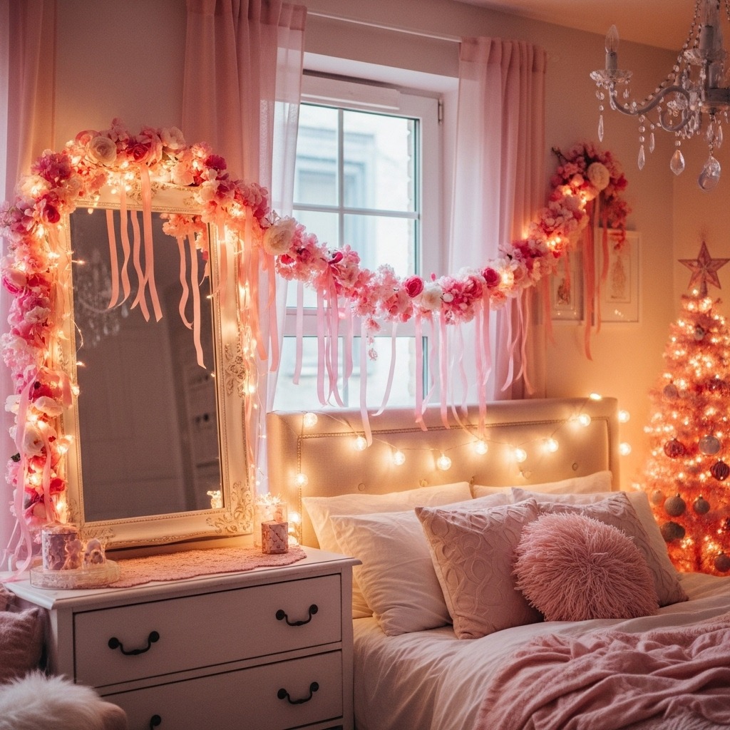 16 Bedroom christmas decor ideas pink