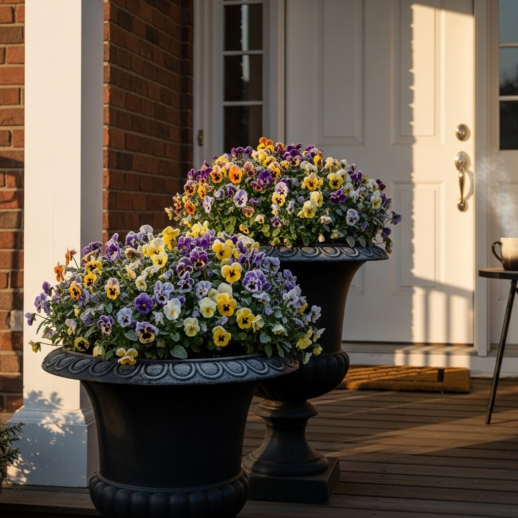 14 Winter planters front porches pansies