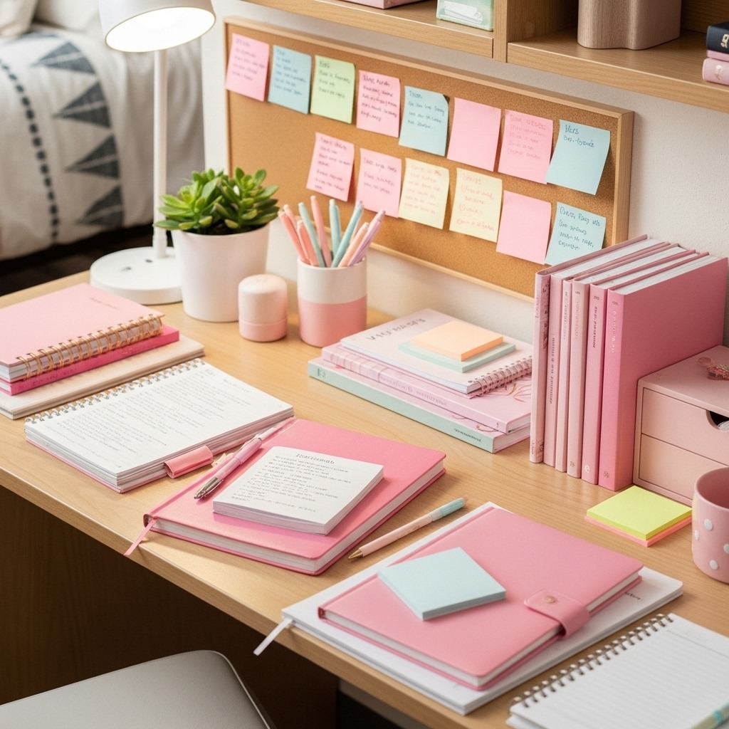 14 Pink dorm room ideas desk