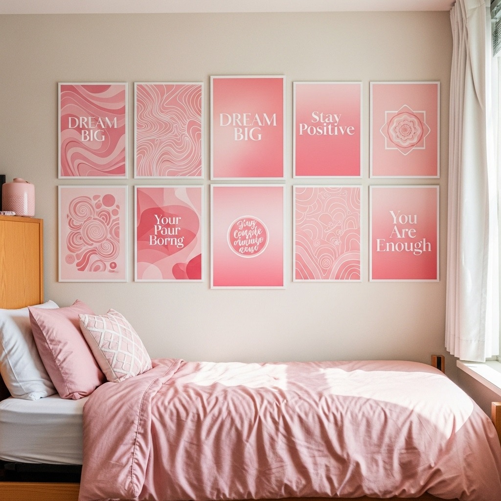 14 Pink dorm room ideas wall art